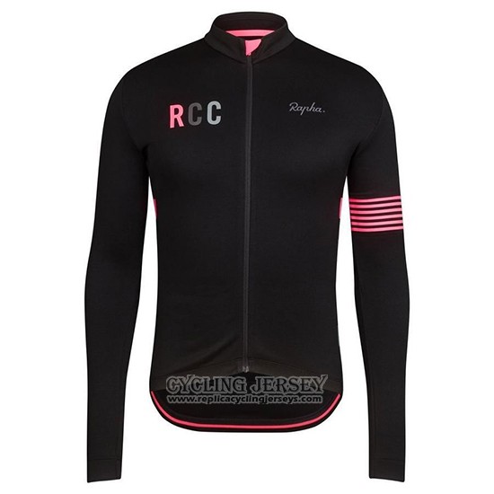 2019 Cycling Jersey Rapha Black Pink Long Sleeve And Bib Tight